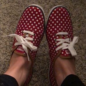Red and white polka dot Keds